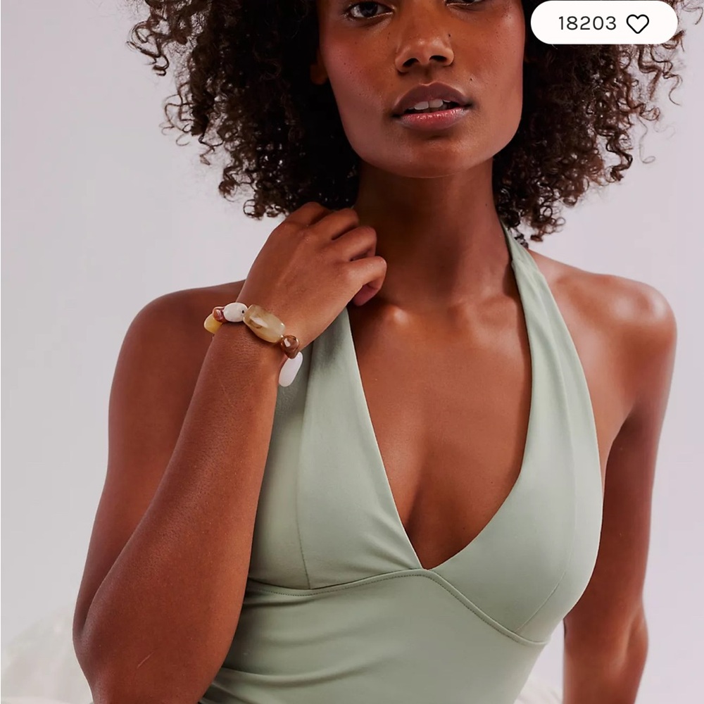 Free People Sage Green Halter Tank Top